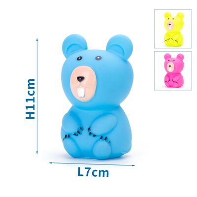 VINYL TOY BEAR L11*W7CM PINK/BLUE/YELLOW