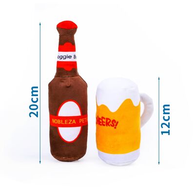 PLUSH TOY BEER COMBINATION H20CM/H12CM BROWN/YELLOW