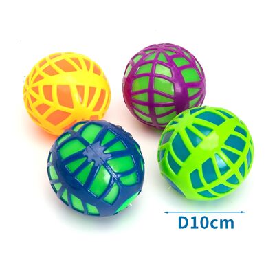 LED FLASHING SPIDER-NET BALL D10CM YELLOW/BLUE/GREEN/PURPLE