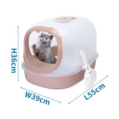 CAT LITTER BOX WITH LITTER SCOOP L55*W39*H36CM BROWN
