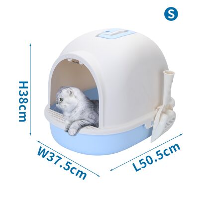 CAT LITTER BOX WITH LITTER SCOOP S L50.5*W37.5*H38CM BLUE