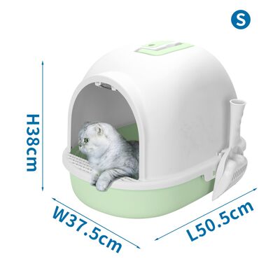 CAT LITTER BOX WITH LITTER SCOOP S L50.5*W37.5*H38CM GREEN