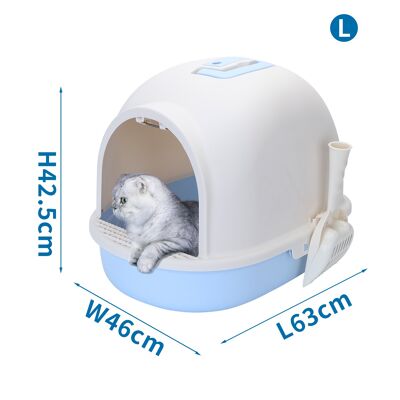CAT LITTER BOX WITH LITTER SCOOP L L63*W46*H42.5CM BLUE