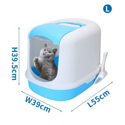 CAT LITTER BOX WITH LITTER SCOOP L L55*W39*H39.5CM BLUE