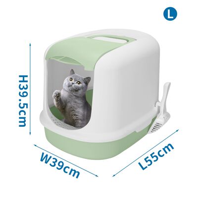 CAT LITTER BOX WITH LITTER SCOOP L L55*W39*H39.5CM GREEN
