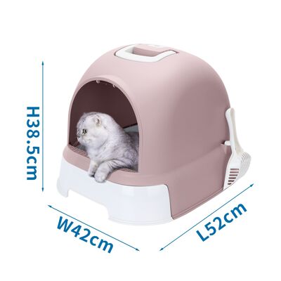 CAT LITTER BOX WITH LITTER SCOOP L52*W42*H38.5CM BROWN