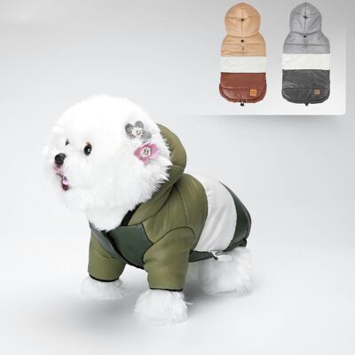 THREE LAYERS PET CLOTHES WITH HOODIE L20CM/L25CM/L30CM SILVER GRAY/BROWN/ARMY GREEN