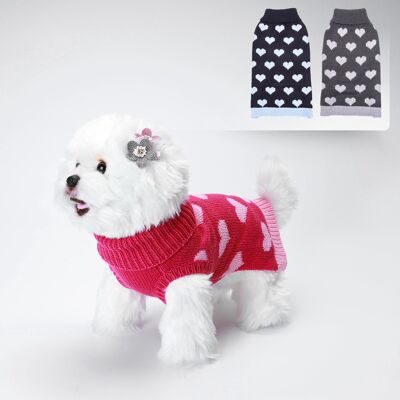 HEART TURTLE-NECK SWEATER L20CM/L25CM/L30CM BLUE/PINK/GRAY