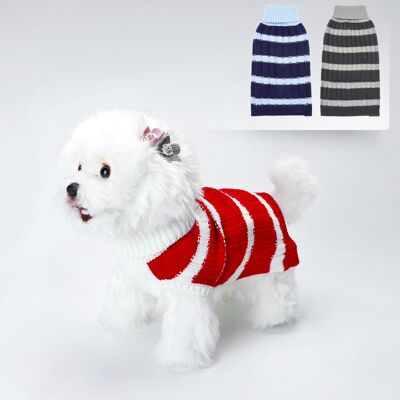 STRIPE TURTLE-NECK SWEATER L20CM/L25CM/L30CM DARK BLUE+LIGHT BLUE/RED+ARMY GREEN/DARK GREY+SILVER GREY