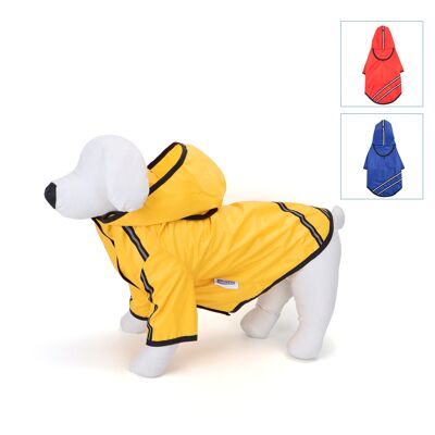 DOUBLE STRIPED HOODED RAINCOAT L50CM/L60CM/L70CM/L80CM/ RED/BLUE/YELLOW