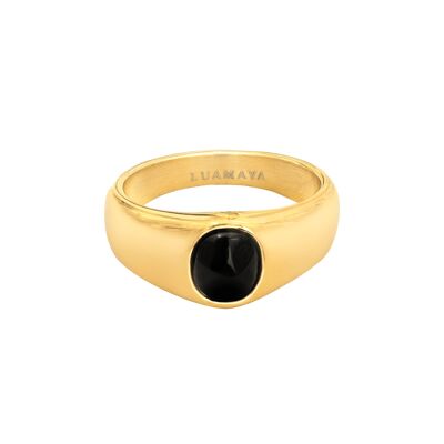 Signet Onyx Ring Gold - 56