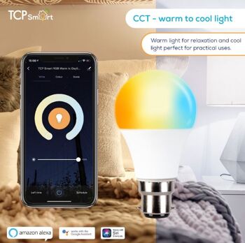 TCP Smart wifi LED Classique RVB + CCT 806 lumens BC 3