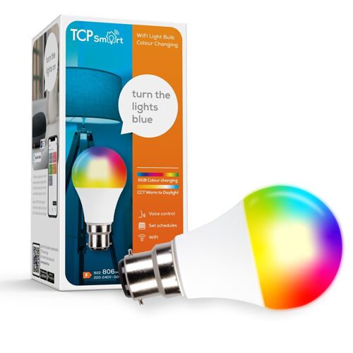 TCP Smart wifi LED Classic RGB + CCT 806 lumens BC