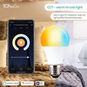 TCP Smart wifi LED Classique RVB + CCT 806 lumens ES 2