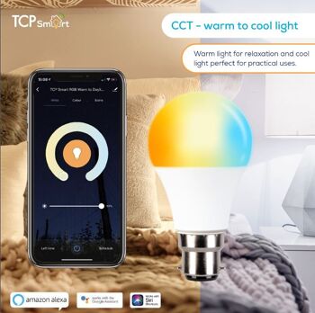 TCP Smart wifi LED Classique Blanc Chaud & Froid CCT 806 lumens BC 3