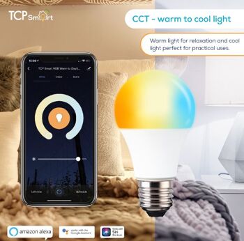 TCP Smart wifi LED Classique Blanc Chaud & Froid CCT 806 lumens ES 2