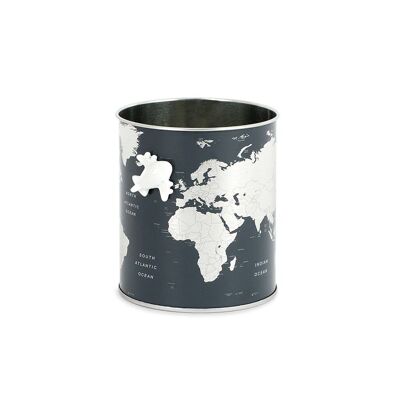 Pot à crayons -Penholder -Portalápices-Schreibutensilienbehälter, Globe,étain