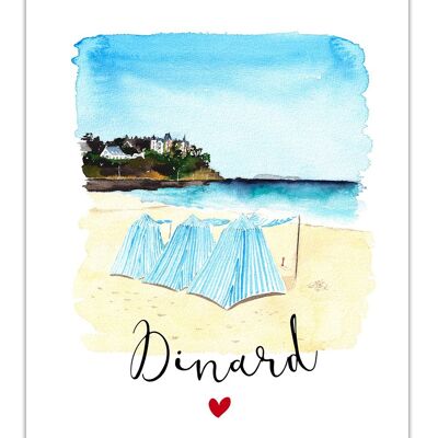 Dinard-Aquarell-Plakat - Kabinen