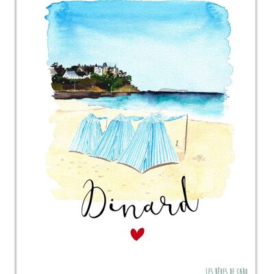Affiche Aquarelle Dinard - Les Cabines