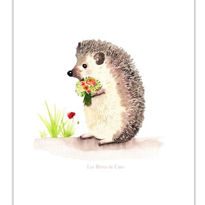 The Hedgehog Watercolor Poster