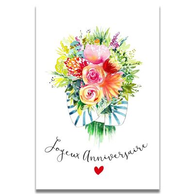 Carte Aquarelle Joyeux Anniversaire