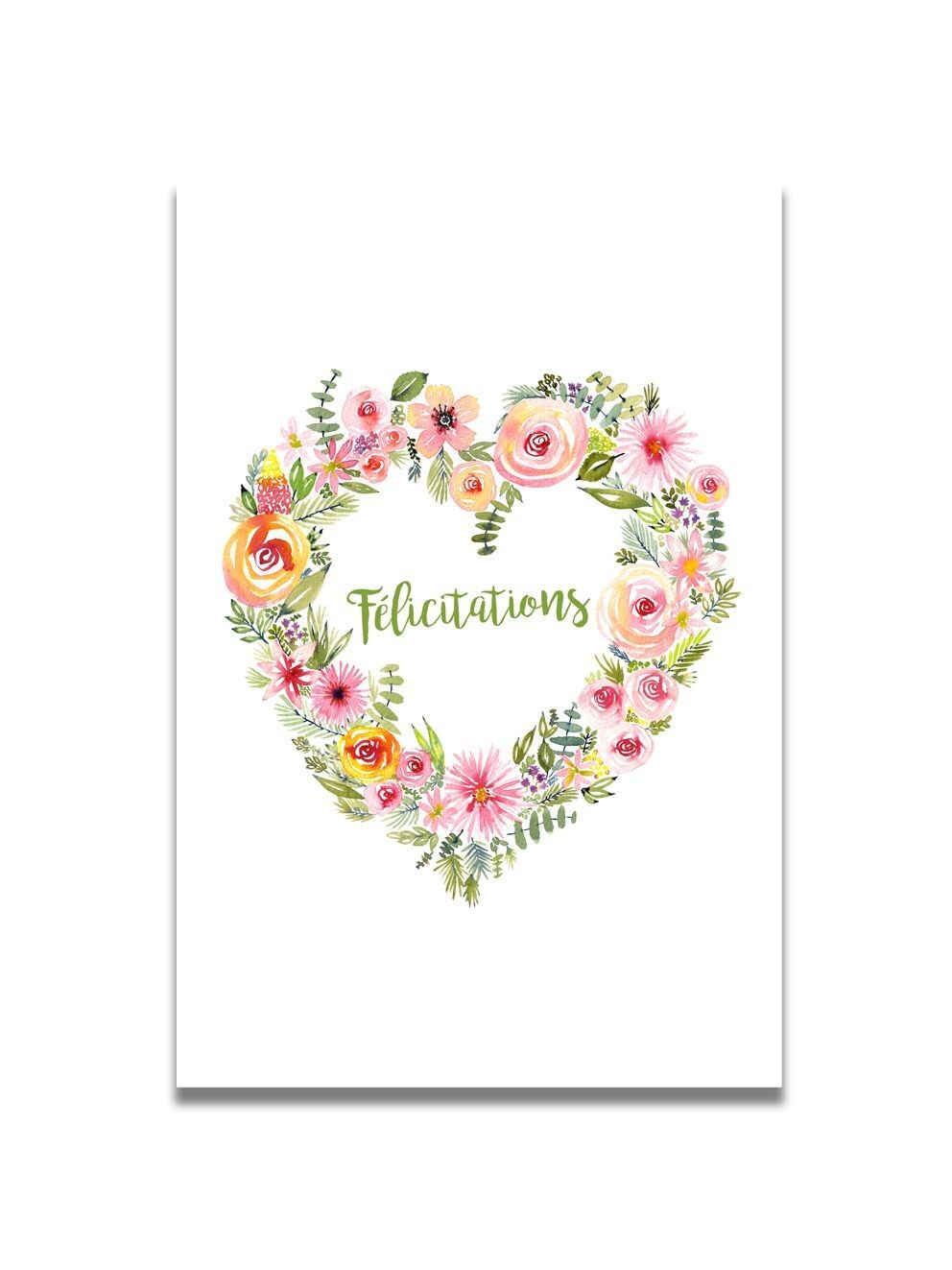 Congratulazioni cuore acquerello Card