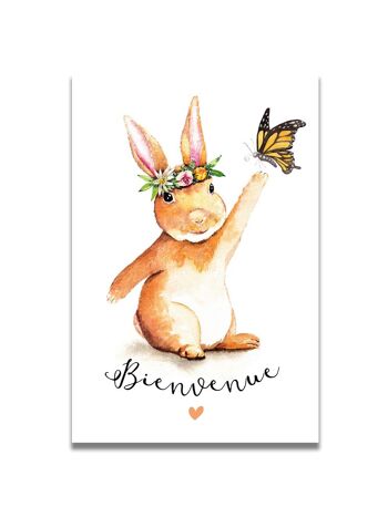 Carte Aquarelle Le Lapin Bienvenue