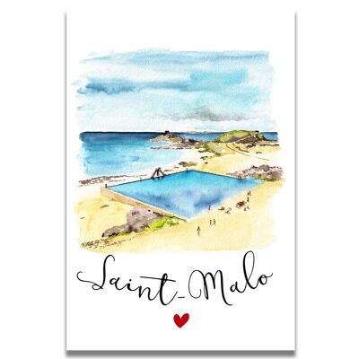 Saint-Malo Watercolor Map