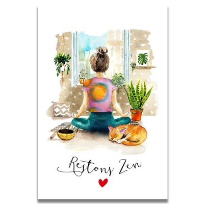 Let's Stay Zen Watercolor Card