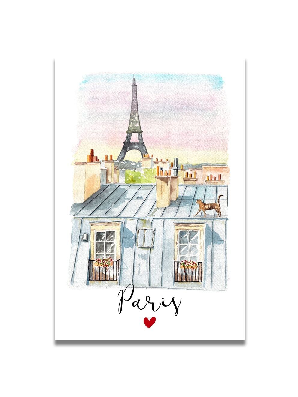 Paris Rooftops Watercolor Card