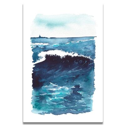 Carte Aquarelle La Vague Bleue