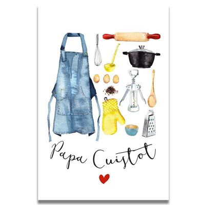 Carte Aquarelle Papa Cuistot