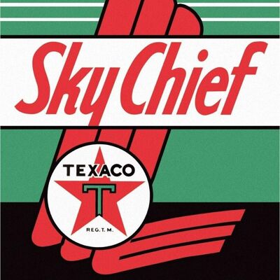 Cartel de chapa estadounidense Texaco Sky Chief Gasoline