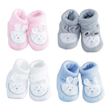 CHAUSSONS LAPIN-ROSE/BLANC/BLEU/GRIS