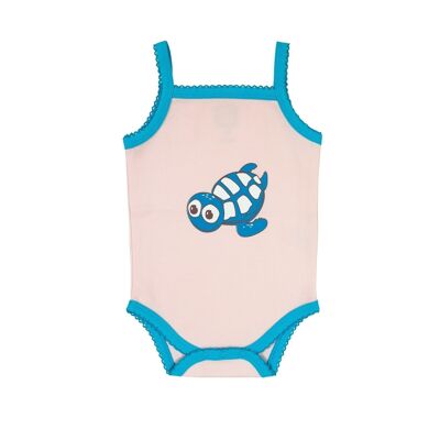 BODY CON CINTURINI AZZURRO/ROSA