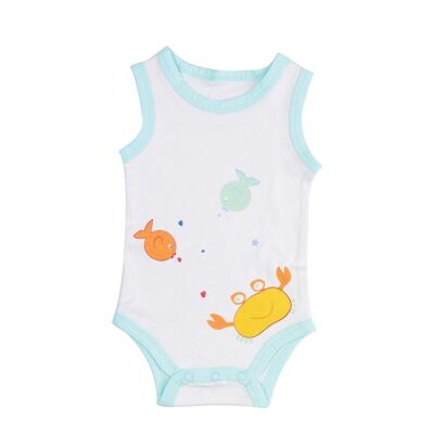 CRAB AND FISH SLEEVELESS BODYSUIT-Multicolor