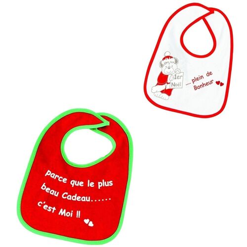 LOT DE 2 BAVOIRS NOEL -BLANC/ROUGE