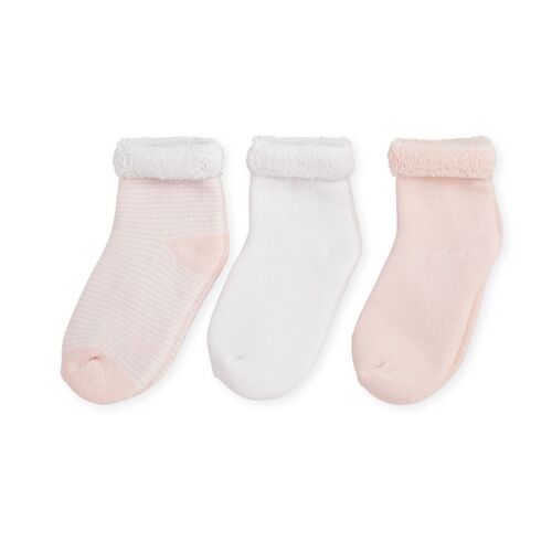 CHAUSSETTE LOT 3 - ROSE - 0/3M-rose / blanc