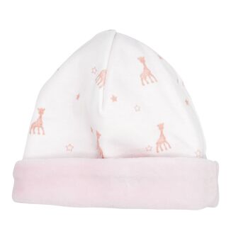 BONNET NAISSANCE FILLE - 1/3 M SOPHIE LA GIRAFE-ROSE