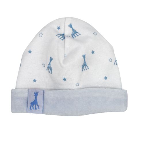 BONNET NAISSANCE GARÇON - 1/3 M SOPHIE LA GIRAFE-BLEU