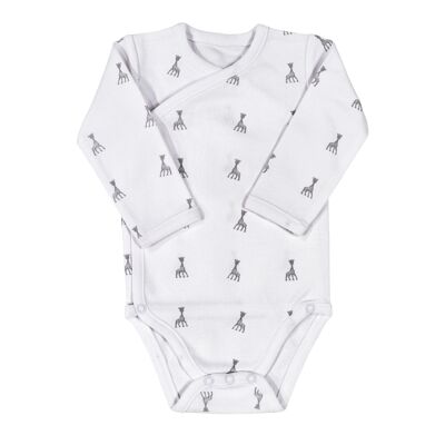 MIXED CROSS BODYSUIT - 0M SOPHIE LA GIRAFFE-WHITE/GREY