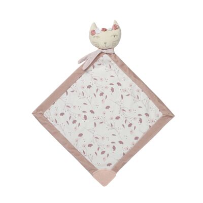 DOUDOU CHAT - COIN DE DENTITION ROSE ET LILI-Blanc / Rose