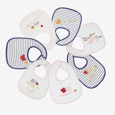 BIBS 1ST AGE X7 -JOLI HEART-White, blue, pink