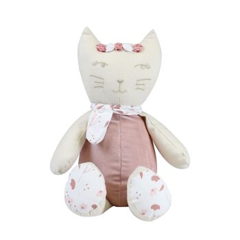 PELUCHE MUSICAL 26cm - Rose ROSE ET LILI-Blanc / Rose / Lin