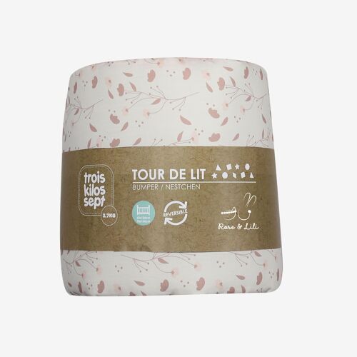 TOUR DE LIT 23X180CM ROSE ET LILI-Blanc/Rose
