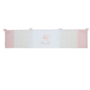 TOUR DE LIT 40X180CM ROSE ET LILI-Blanc/Rose