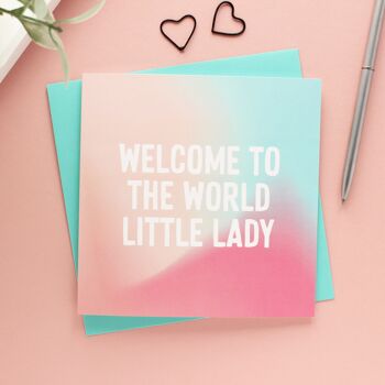 Bienvenue petite dame nouvelle carte de bébé 3