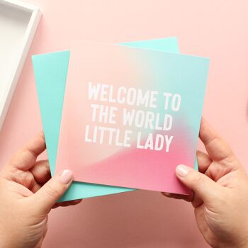 Bienvenue petite dame nouvelle carte de bébé 4