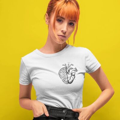 Herz/Gehirn weiß tailliertes T-Shirt