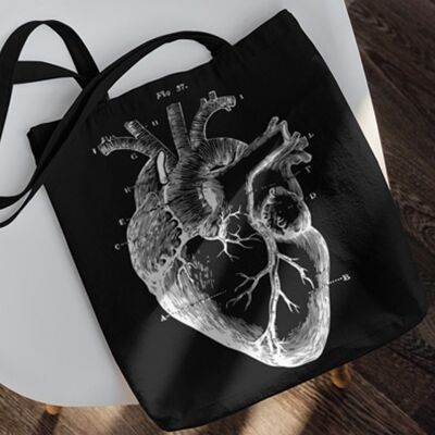 Black HEART tote bag